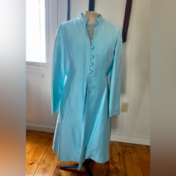 Vintage blue 60s Mod two piece dress suit with button up jacket S-M - Picture 7 of 10